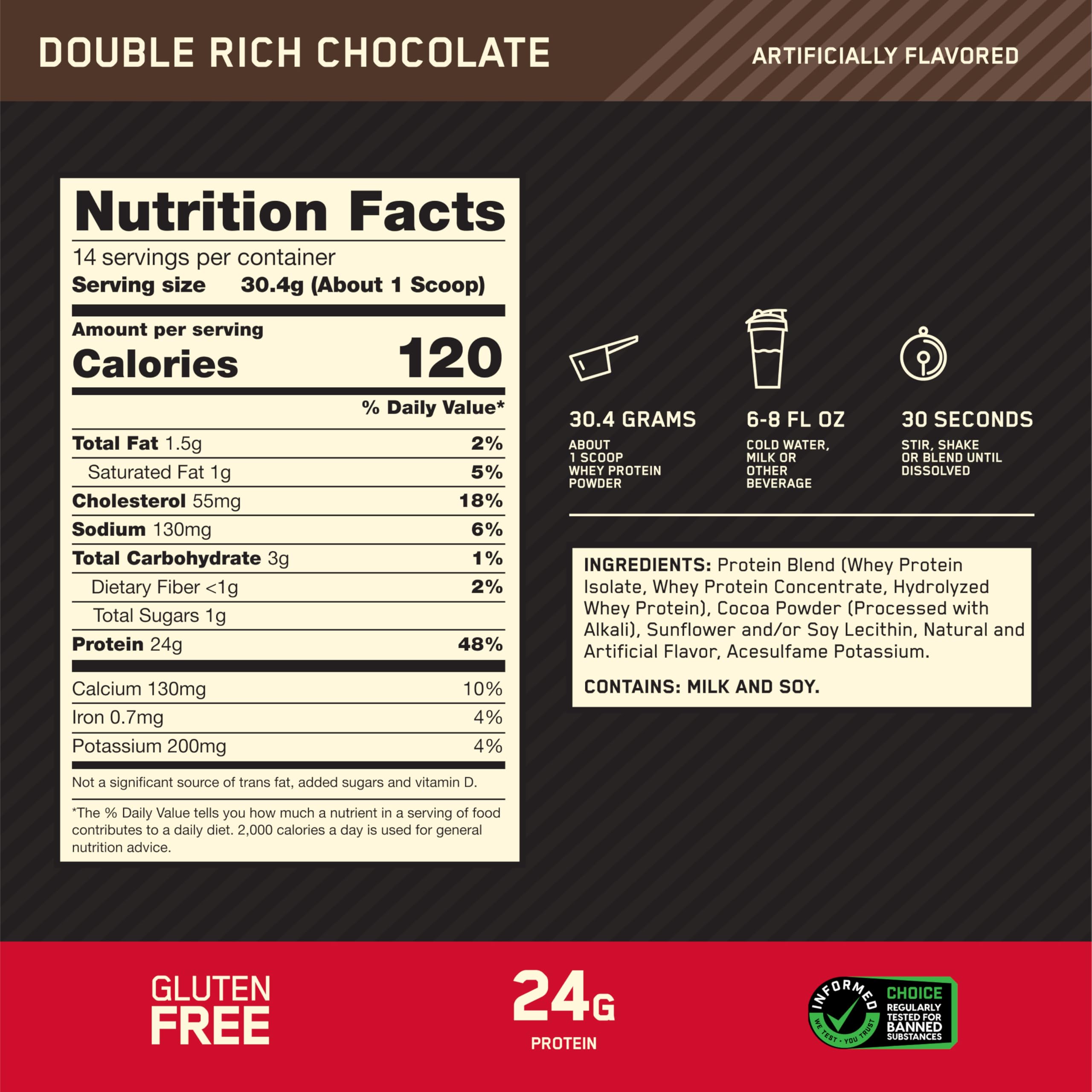 Optimum Nutrition Gold Standard Whey pour into a glass for a smooth shake.