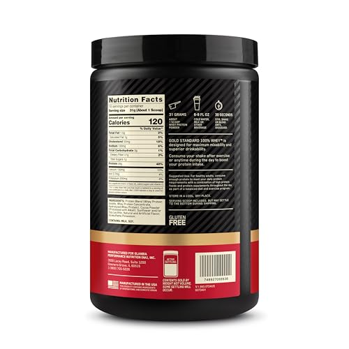 Optimum Nutrition Gold Standard whey post-workout shake or snack helper.