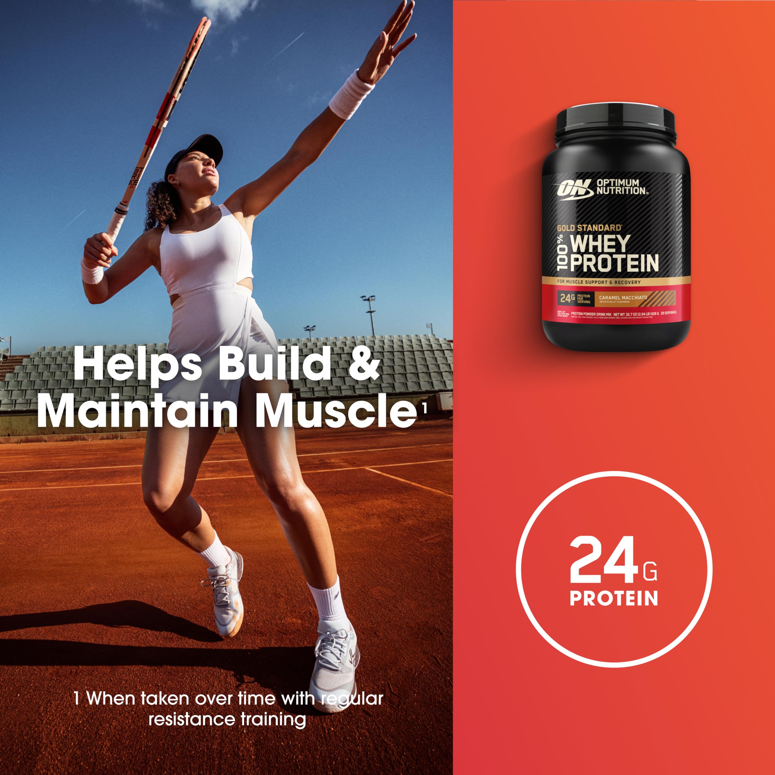 Optimum Nutrition Gold Standard Whey shake in glass demonstrates quick mixability