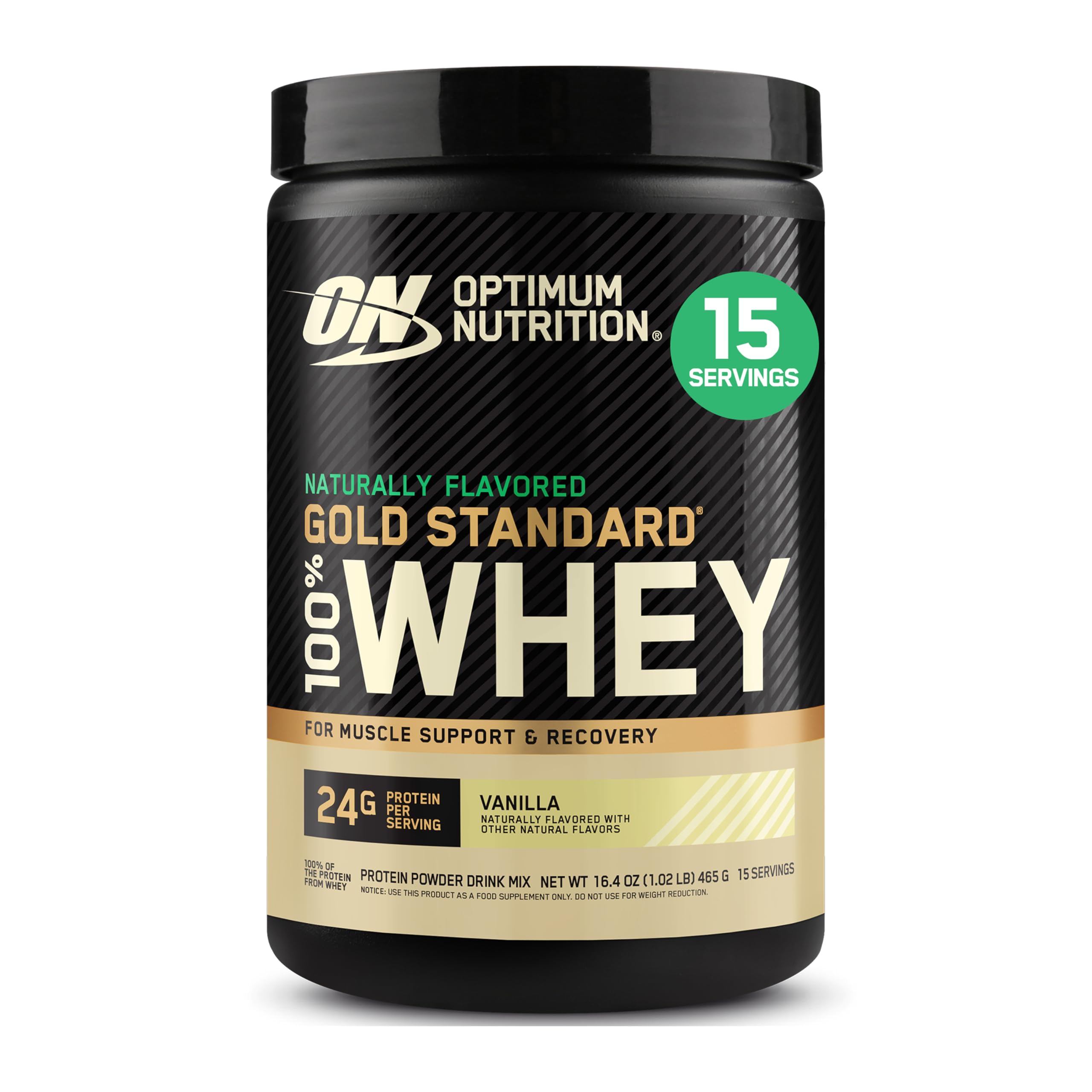Optimum Nutrition Gold Standard Whey vanilla tub front for daily protein support.