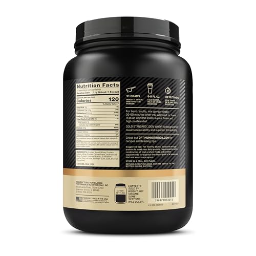 Optimum Nutrition Gold Standard Whey Vanilla macro balance on label