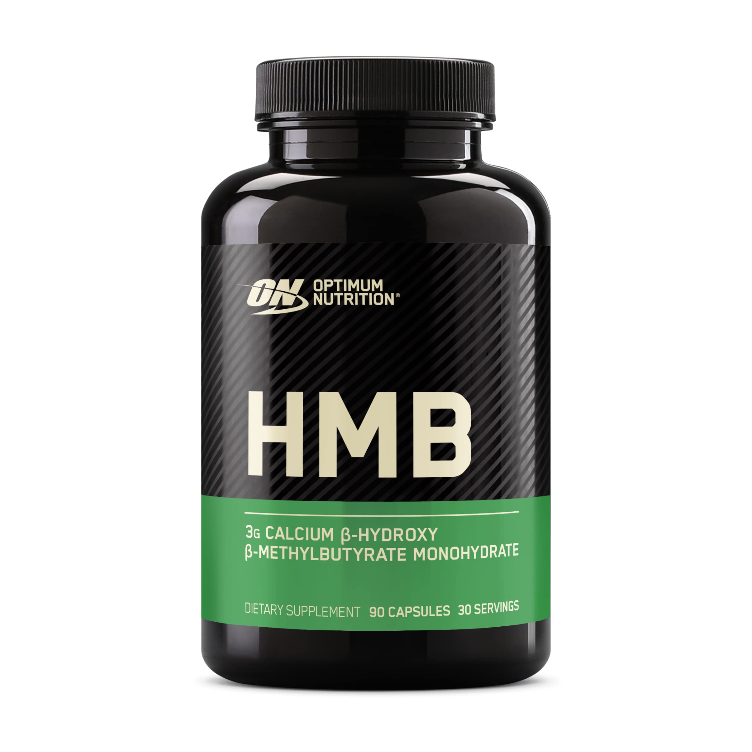 Optimum Nutrition HMB 1000 bottle-front view shows 1 g per capsule for quality