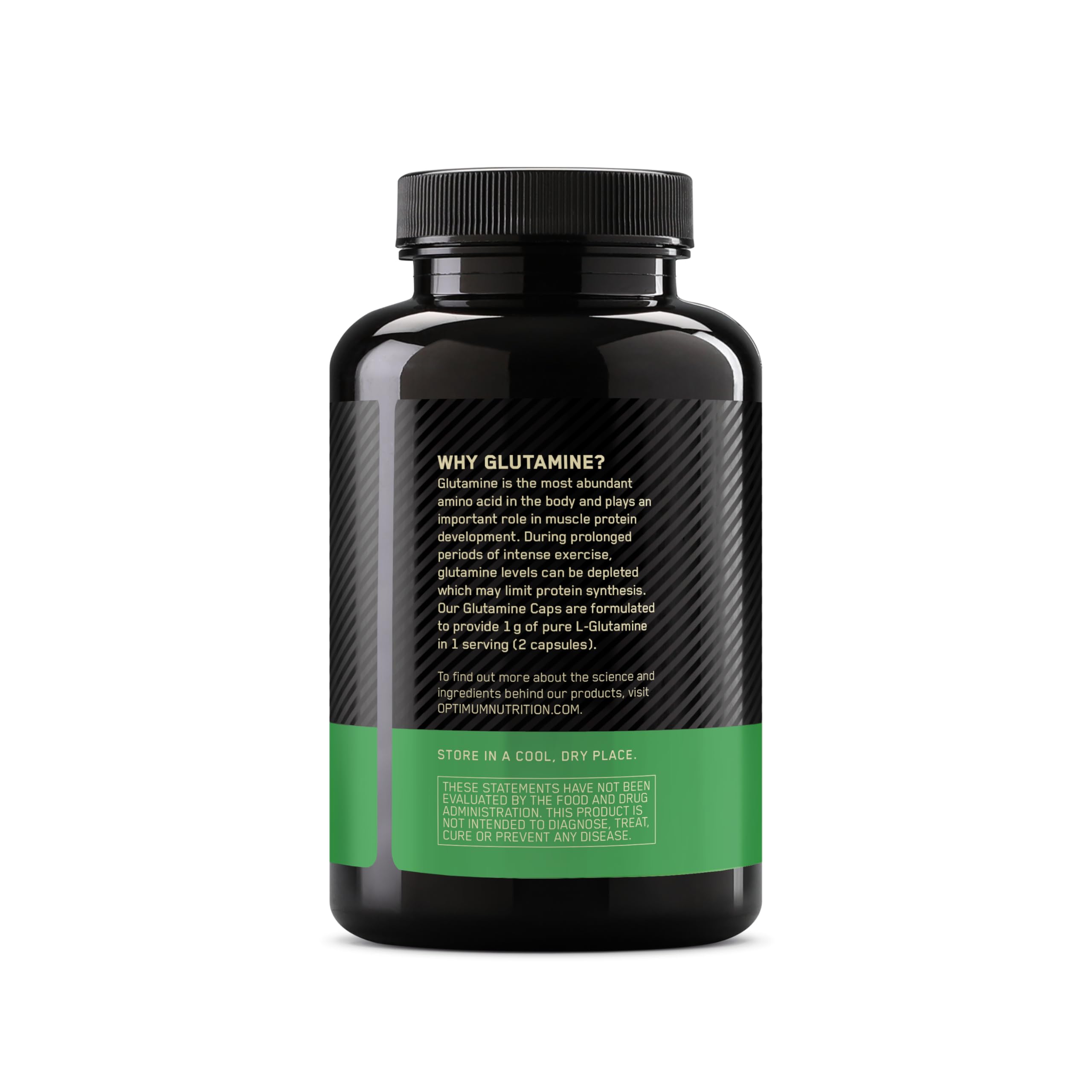 Optimum Nutrition L-Glutamine 1000mg capsules in a gym bag scenario