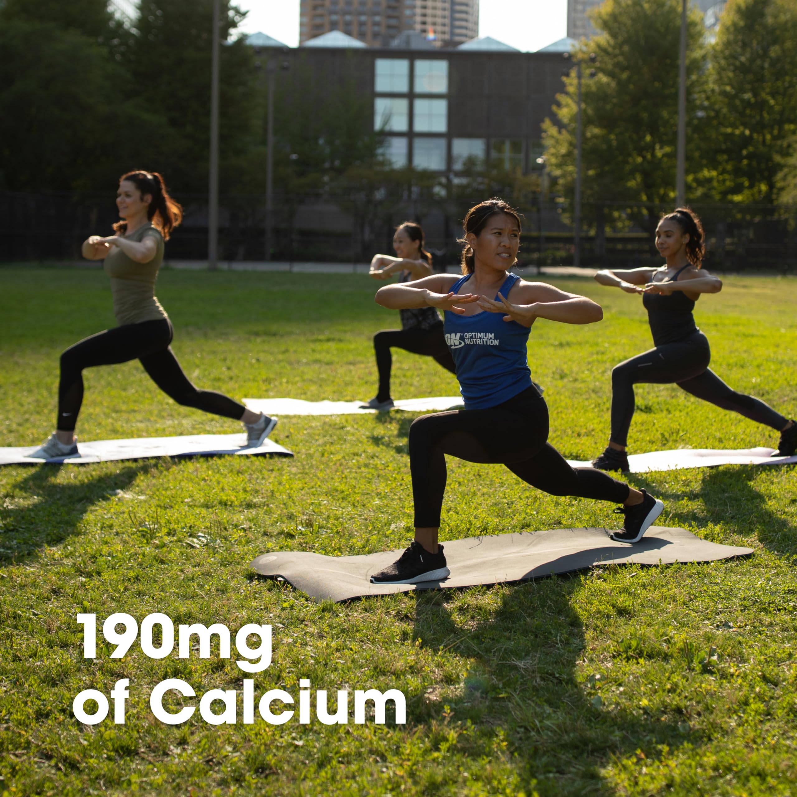 Optimum Nutrition Opti-Women bottle label detail emphasizes iron and folate for balanced nutrition.