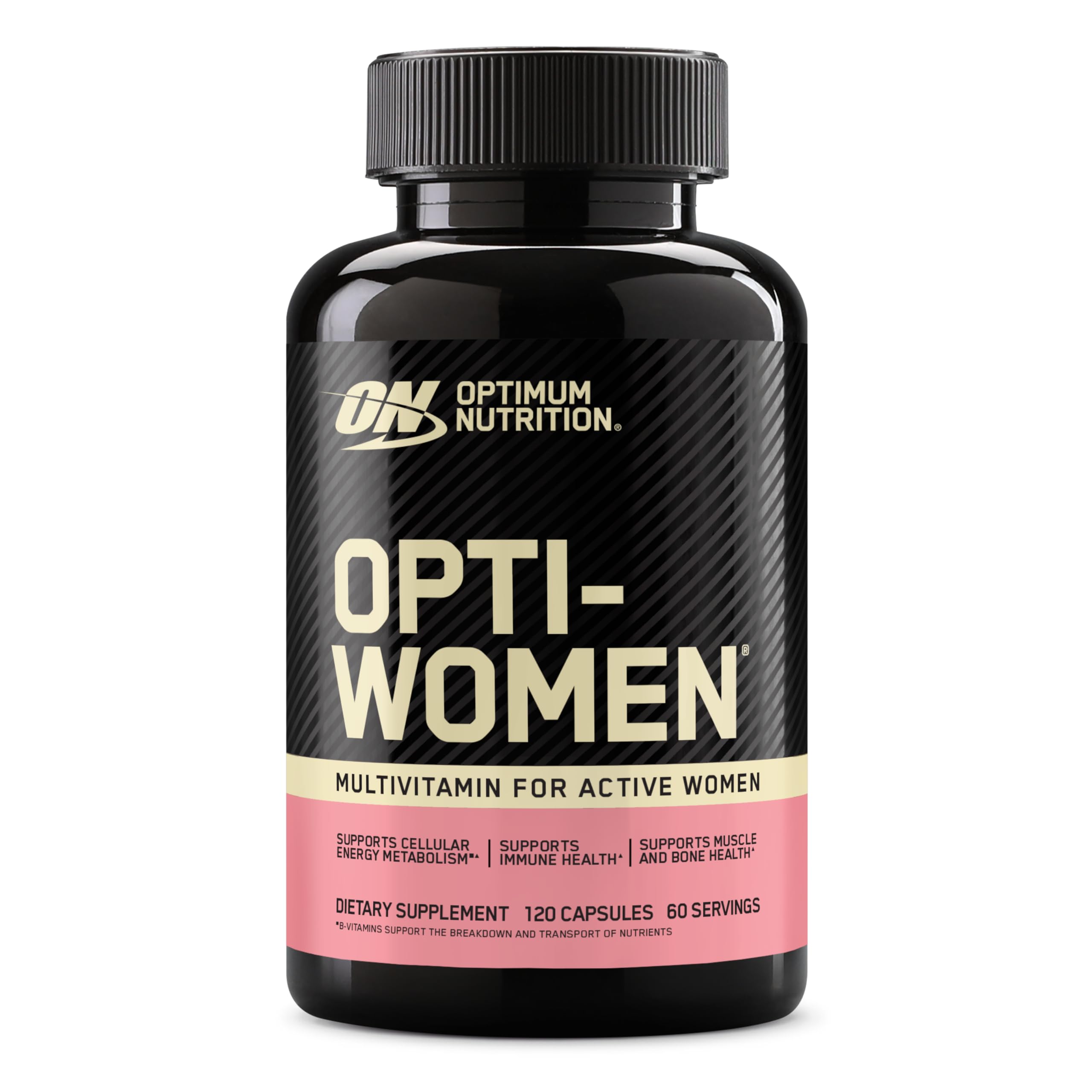 Optimum Nutrition Opti-Women iron-rich formula supports daily wellness.