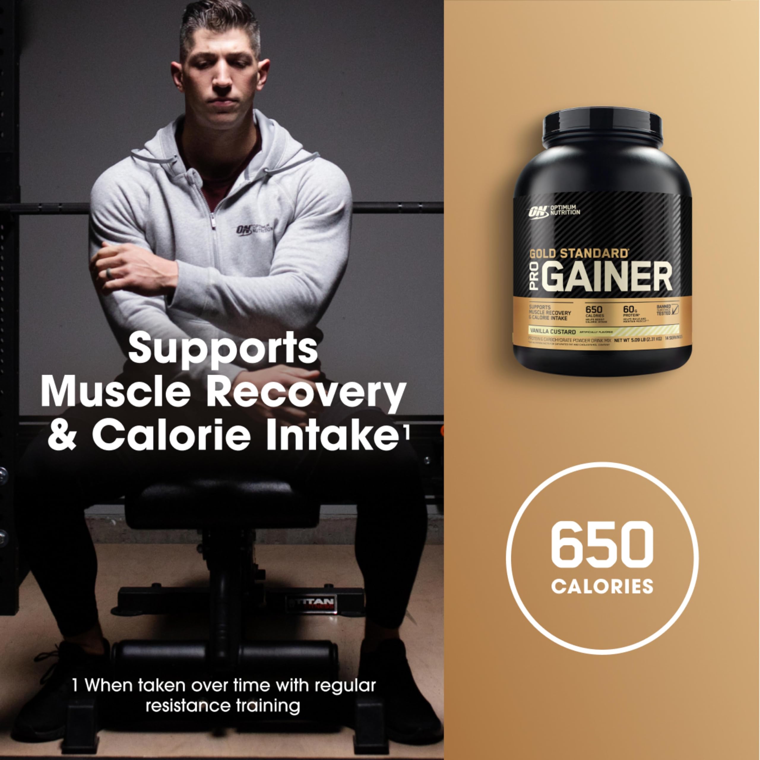 Optimum Nutrition Pro Gainer Vanilla Custard mixer ready for quick blends