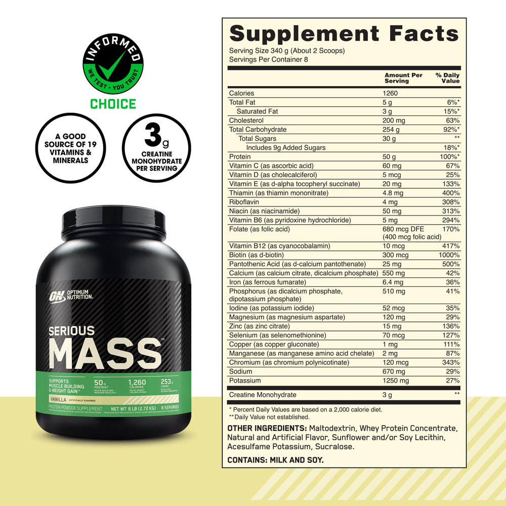 Optimum Nutrition Serious Mass blender bottle ready for a mixed shake