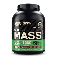 Optimum Nutrition Serious Mass chocolate bottle ready for post-workout fueling
