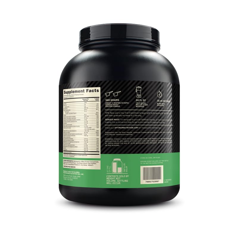 Optimum Nutrition Serious Mass immune-support icon highlights vitamin C and zinc.