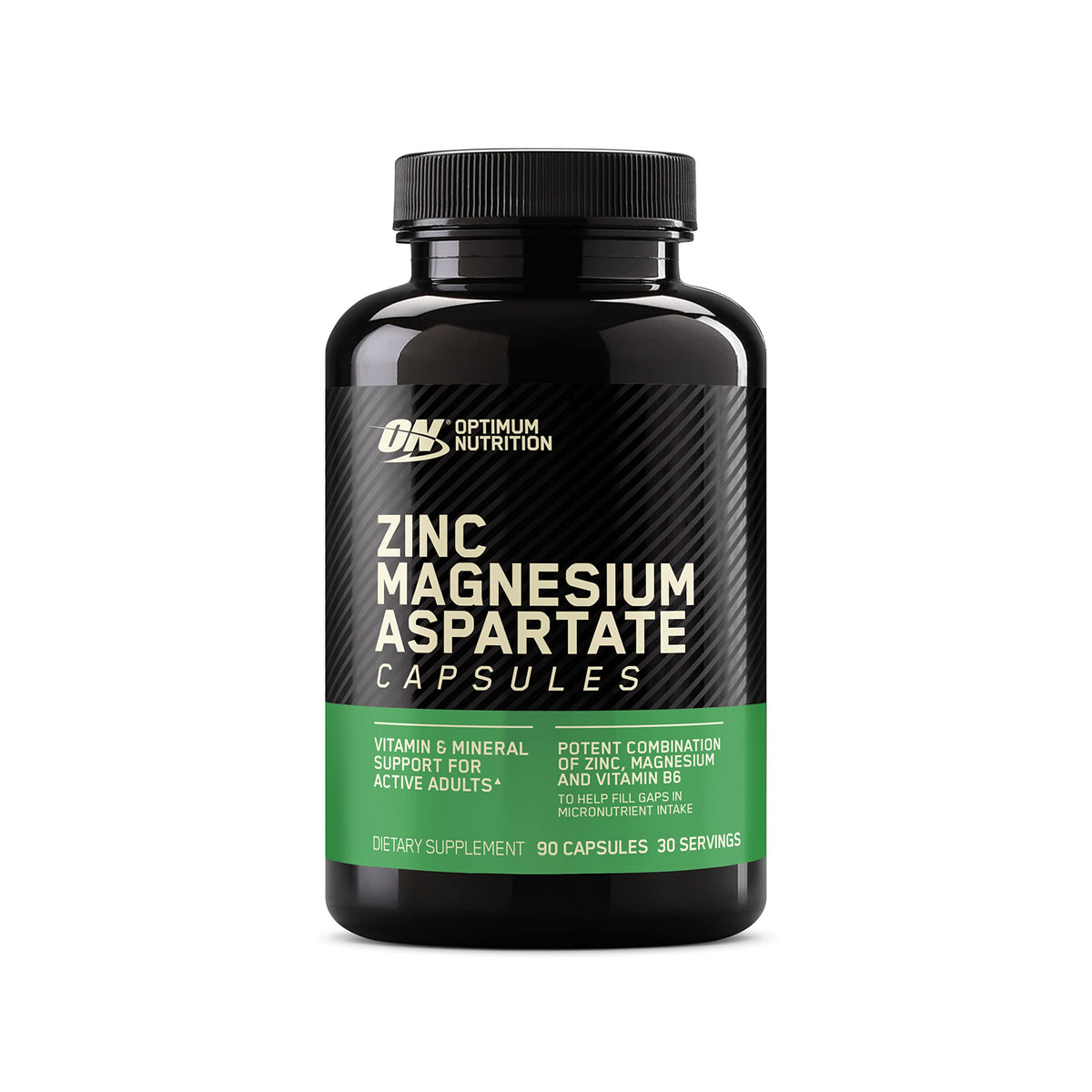 Optimum Nutrition Zinc Magnesium Aspartate bottle supporting daily immune and energy needs.