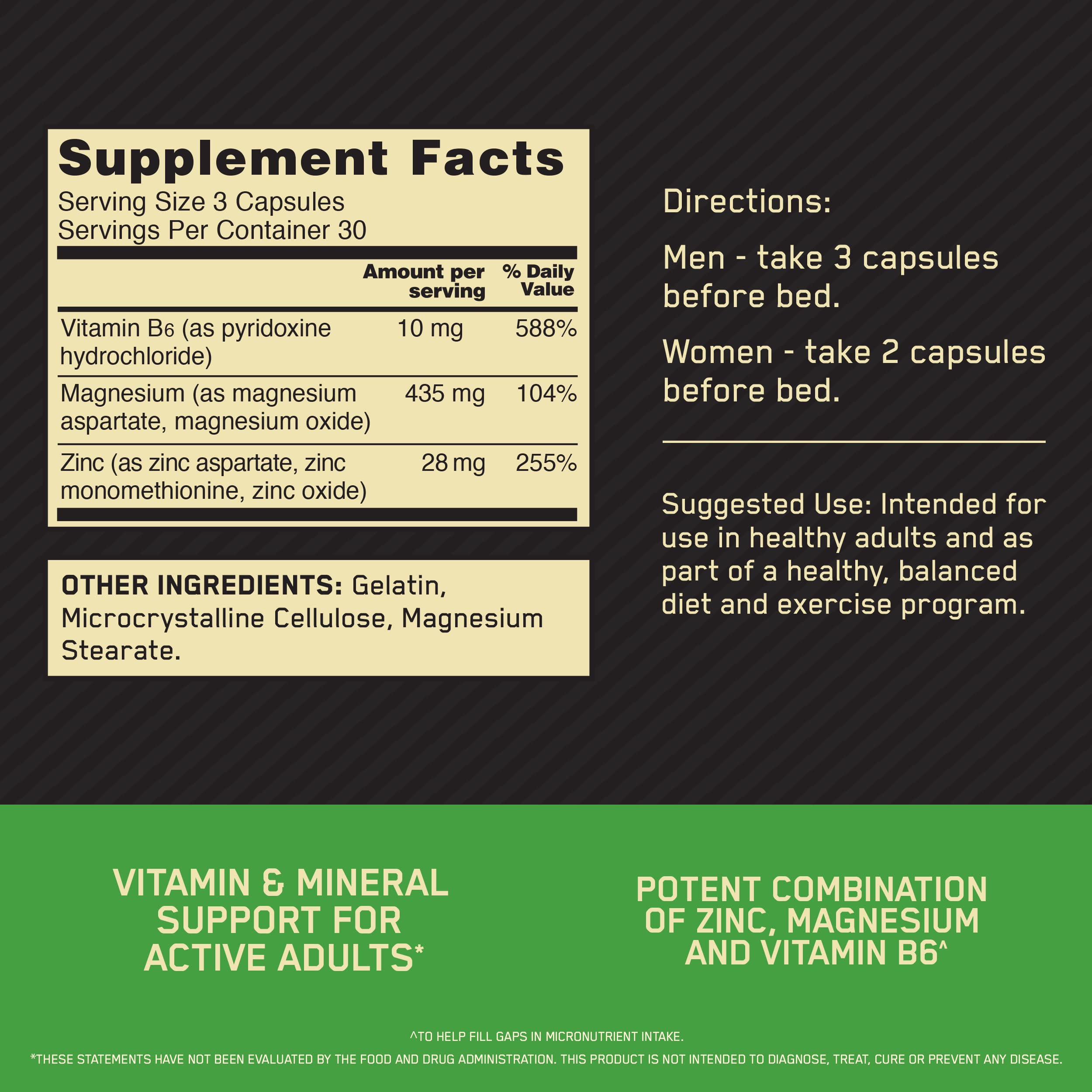 Optimum Nutrition Zinc Magnesium Aspartate tablets for active adults on-the-go.
