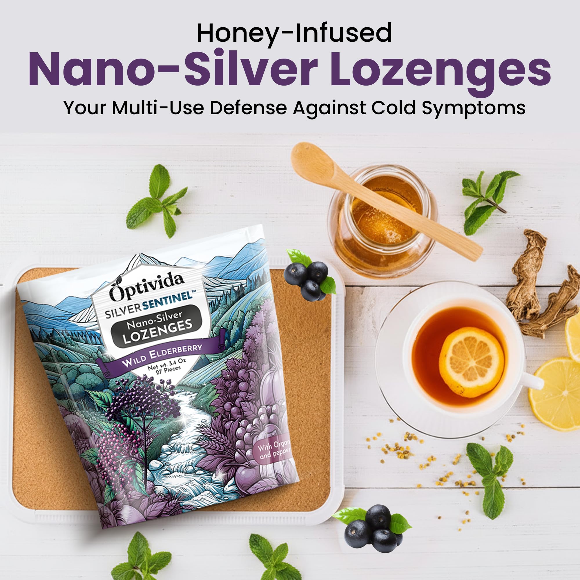 Optivida individually wrapped lozenges on the go promote easy travel relief.