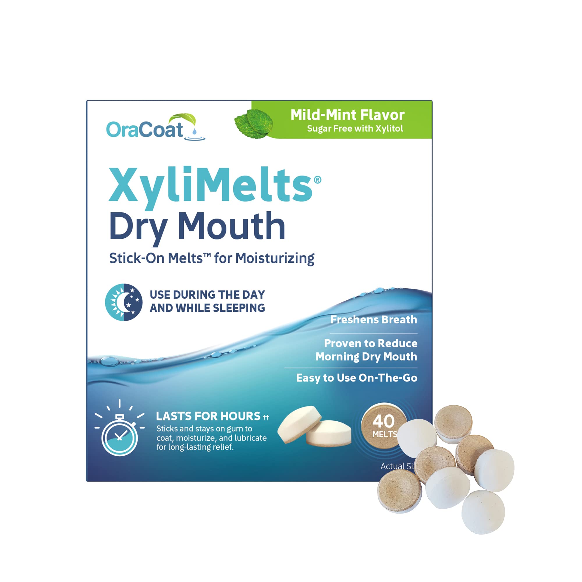 Oracoat XyliMelts blister pack for on-the-go dry mouth relief