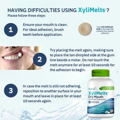 Oracoat XyliMelts dissolving on gums to soothe dry mouth