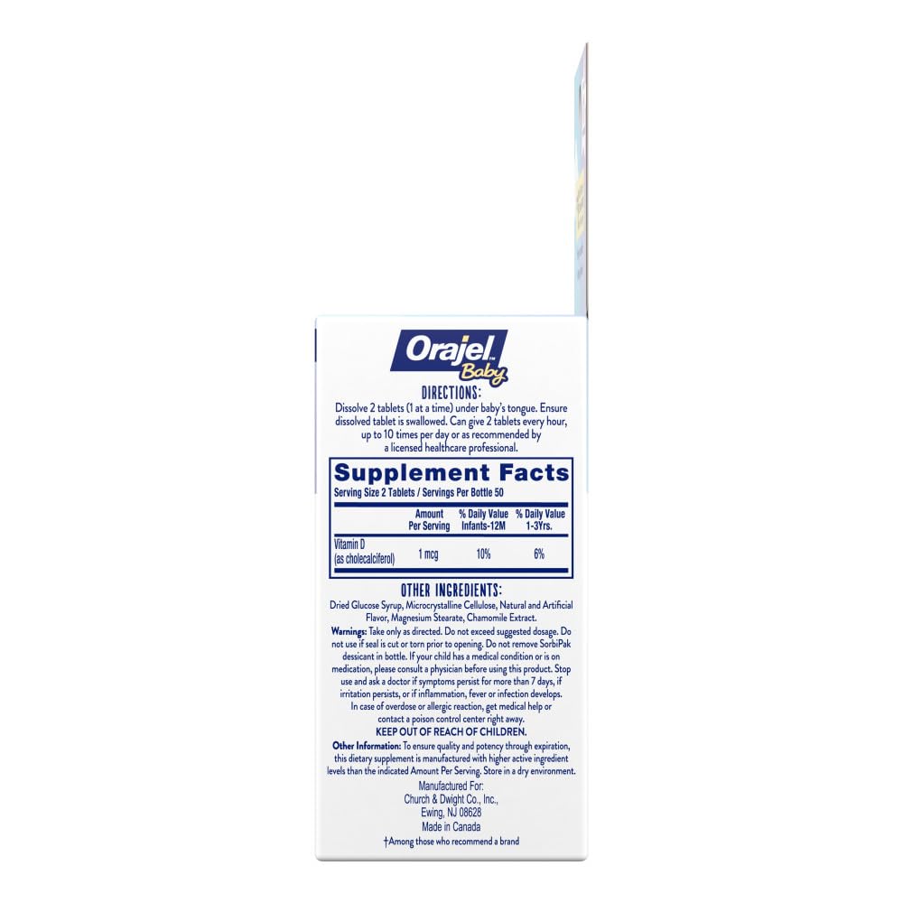Orajel Baby Cooling Tablets suitable for ages 0 and up during teething