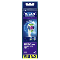 Oral-B 3D White head angled bristles reach along gumline for deeper cleaning.