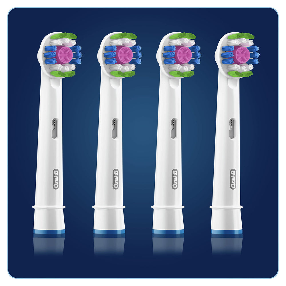 Oral-B 3D White head shows green-to-yellow bristles signaling replacement.
