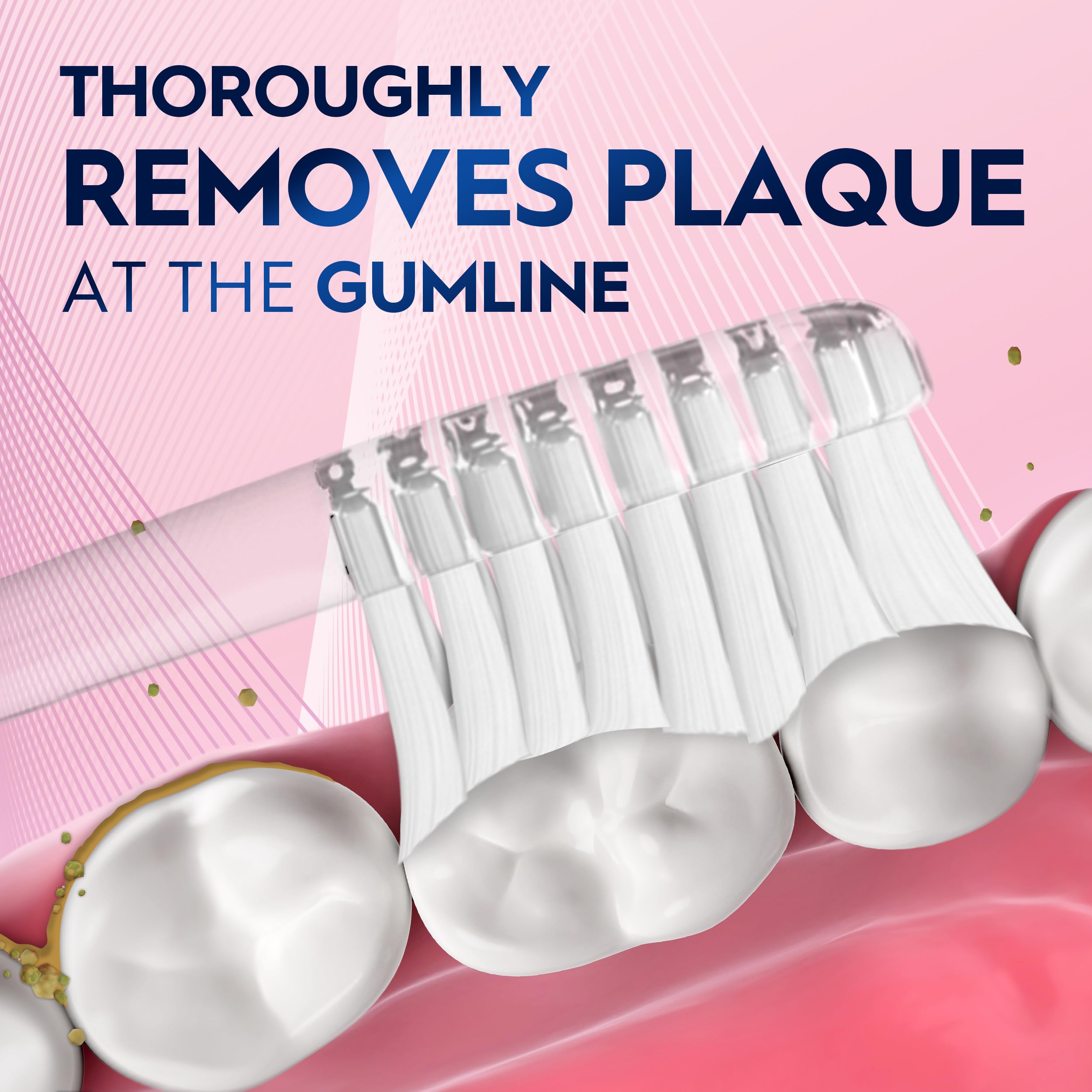 Oral-B Advanced Sensitive brush near gumline with soft cleaning action.