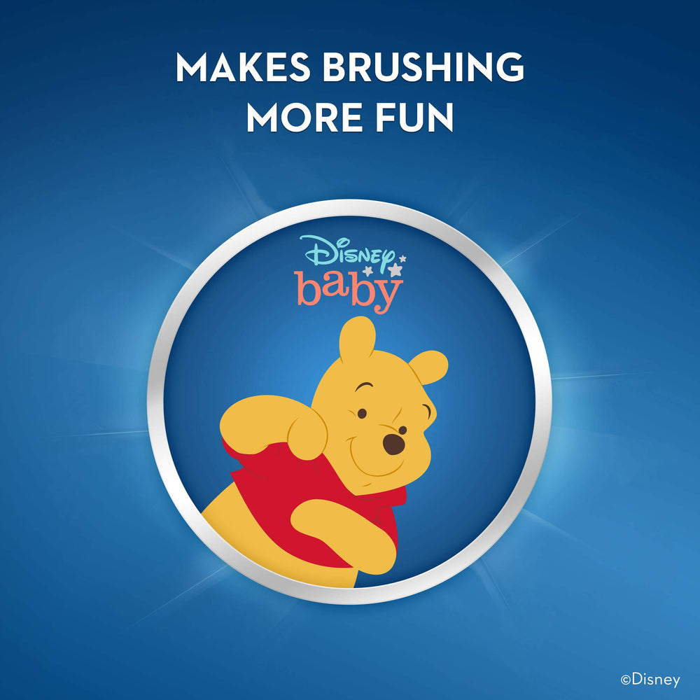 Oral-B Pooh toothbrush designed for babies aged 0-3 years.