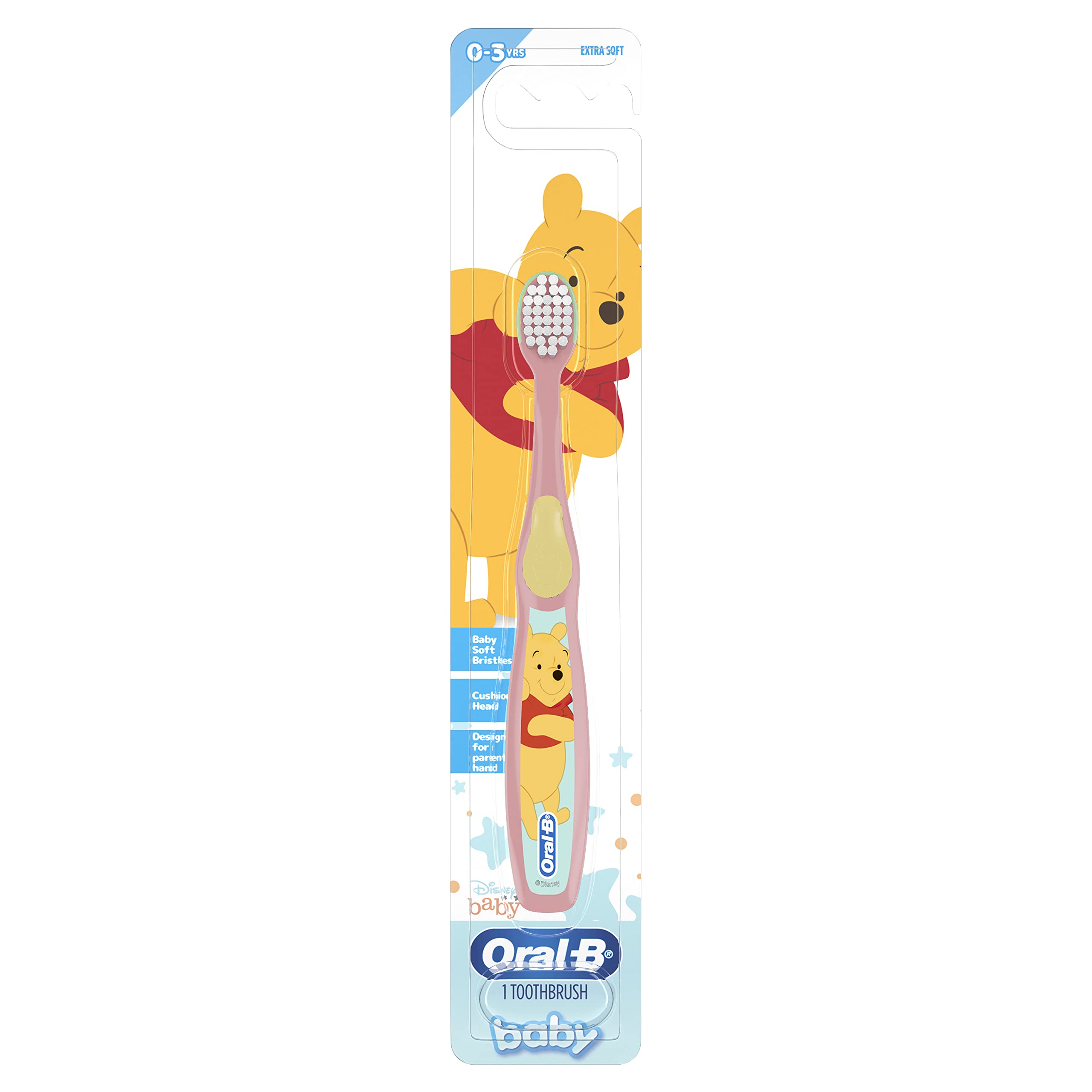 Oral-B Pooh cushioned-head baby toothbrush for tender gums.