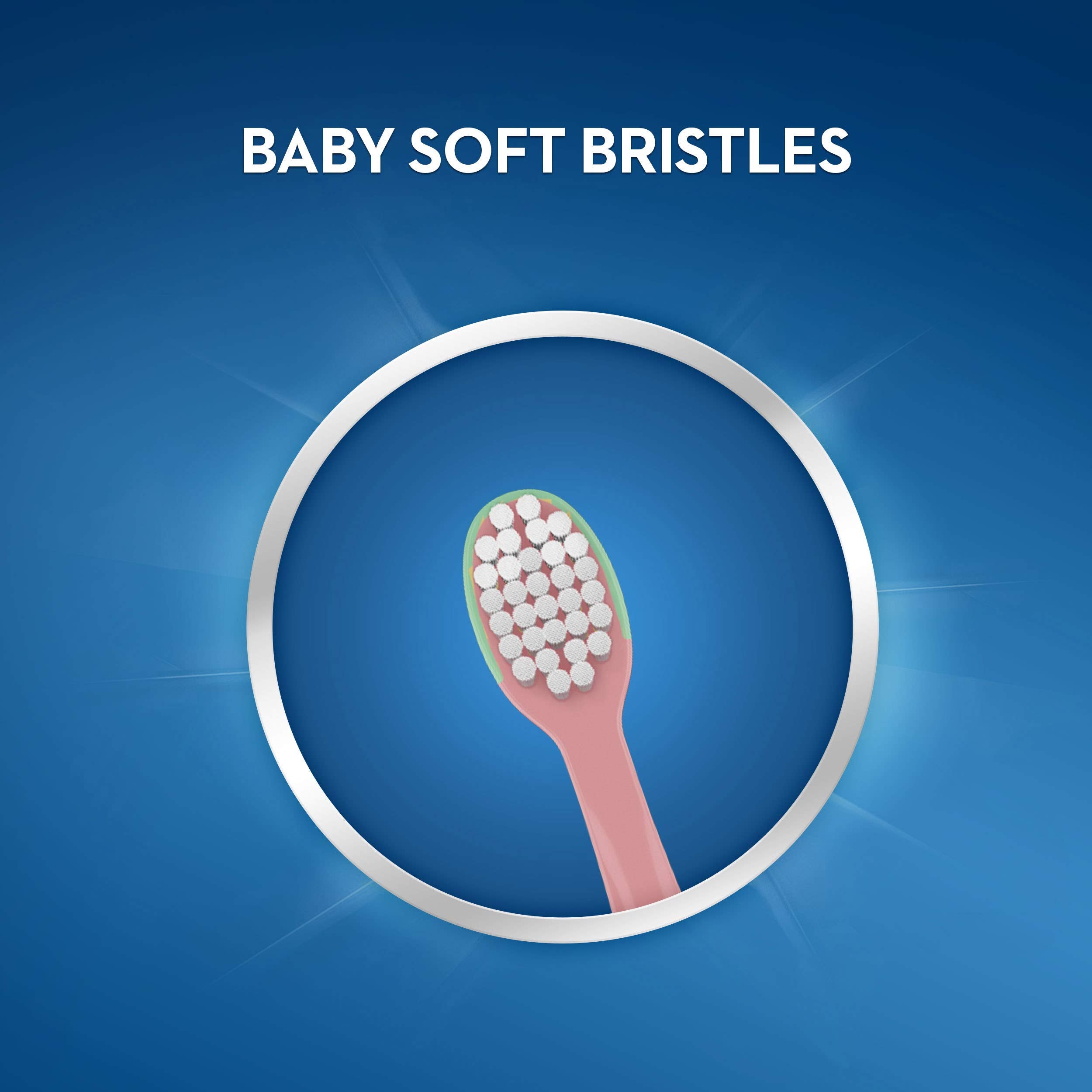 Oral-B Pooh baby toothbrush with non-slip handle for easy brushing.