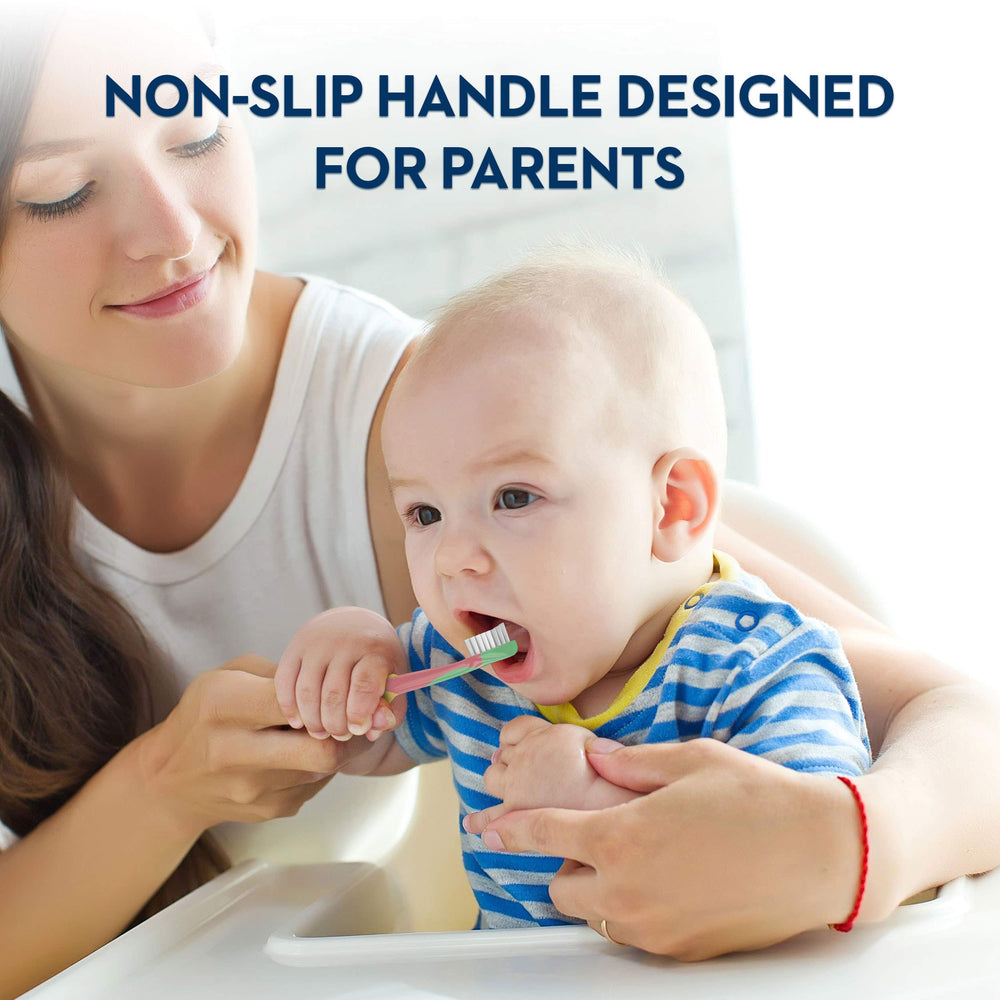 Oral-B Pooh toothbrush with cushioned head protects tender gums.