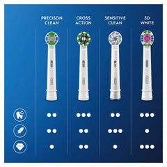 Close-up of an Oral-B Precision Clean brush head showing precise bristles.
