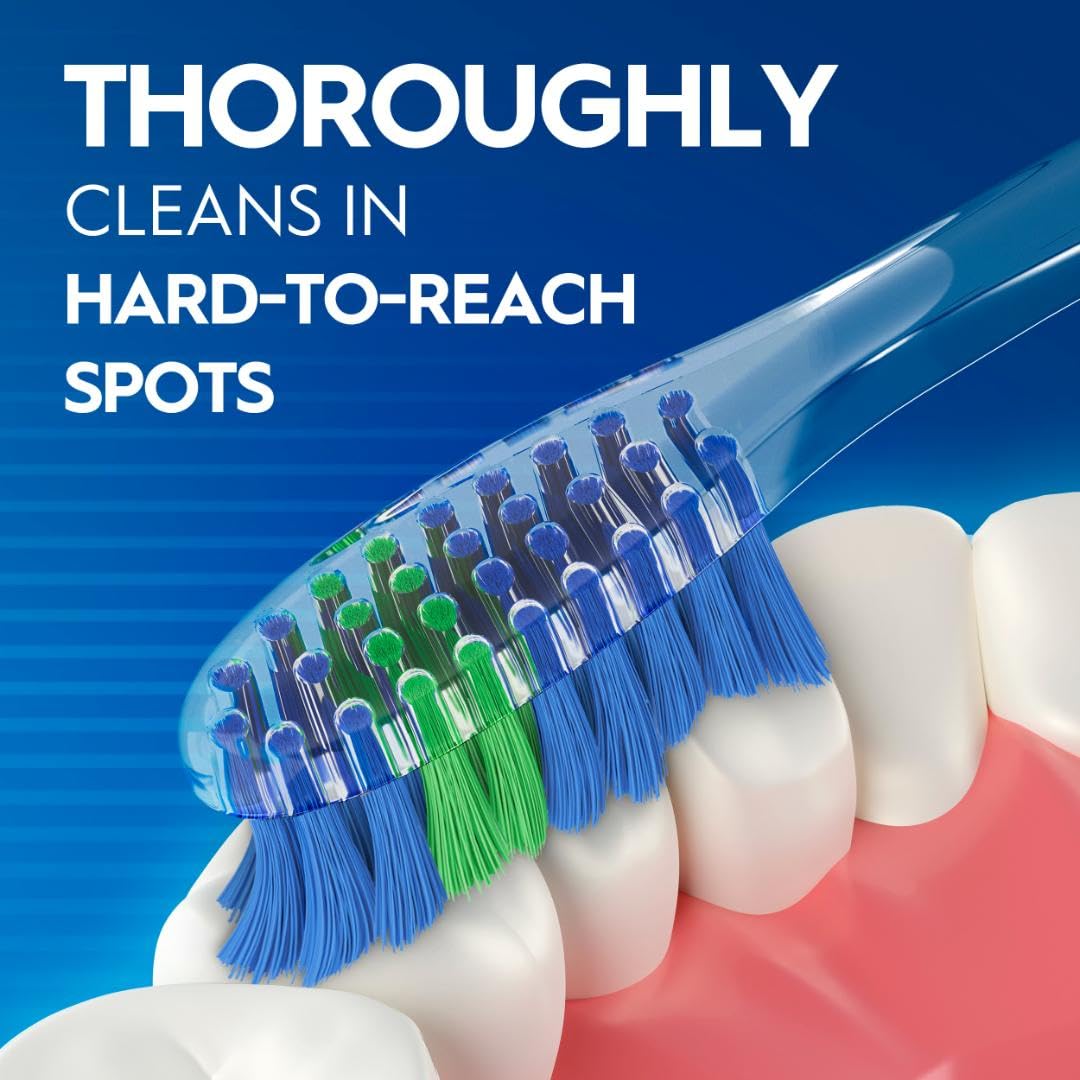 Oral-B Contour Clean bristles reach grooves between teeth for thorough cleaning.