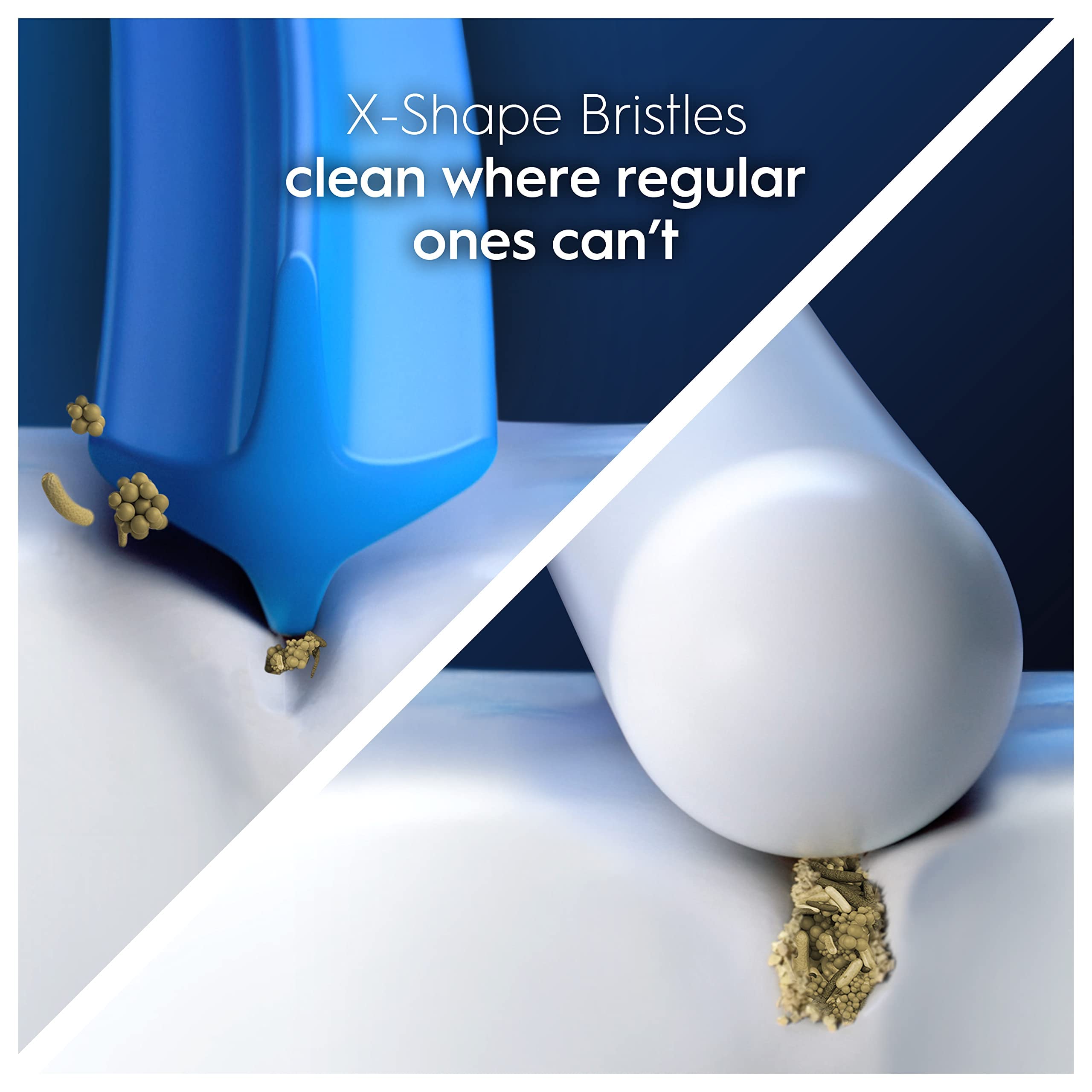 Oral-B Cross Action blue-indicator bristles clearly visible.