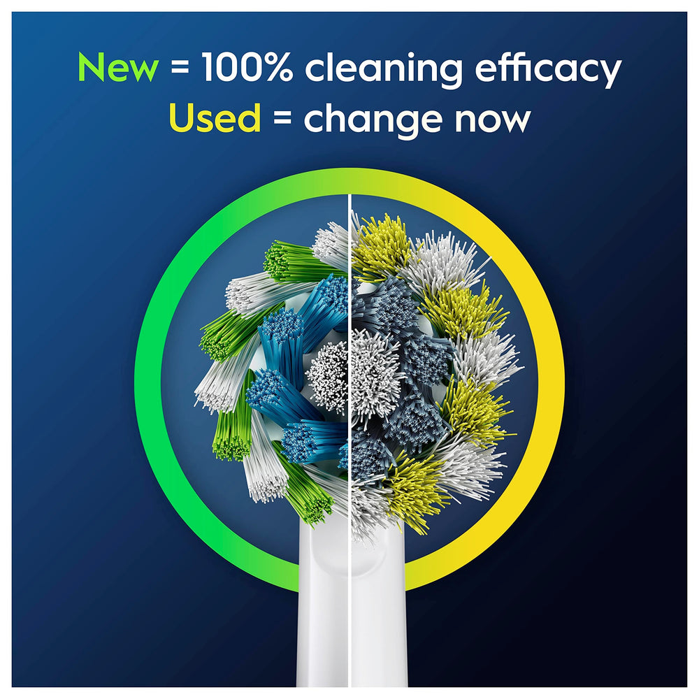 Close-up of Oral-B Cross Action bristle density for deep reach.