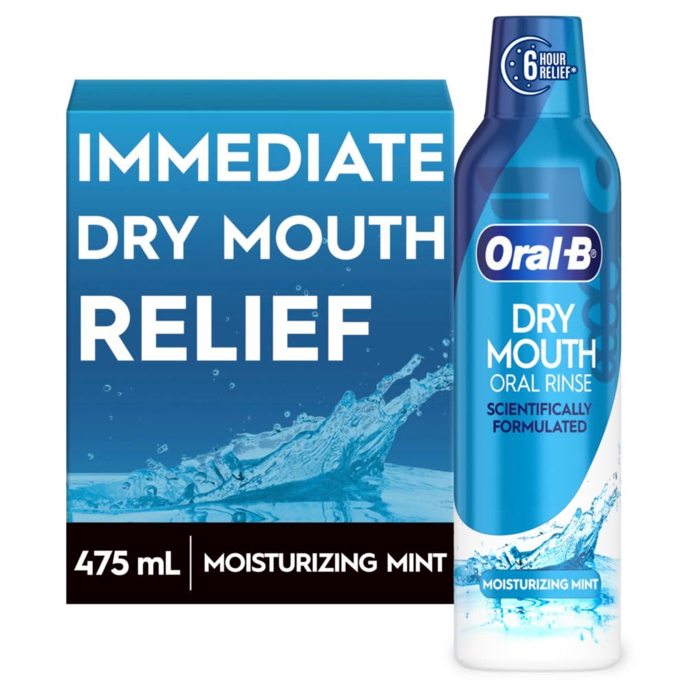 Oral-B dry mouth rinse bottle mint for soothing moisture