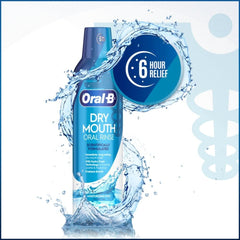 Oral-B dry mouth rinse label mint highlights moisturizing formula