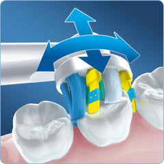 Oral-B Floss Action head shows between-teeth cleaning with a floss-like feel.