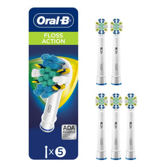 Oral-B FlossAction five-pack replacement heads for a floss-like clean while brushing.