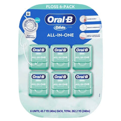 Oral-B Glide All-In-One Mint floss packaging for easy storage and access.