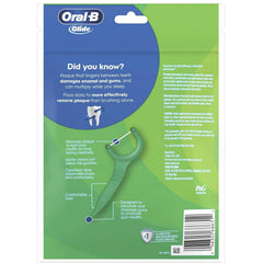 Oral-B Glide Floss Picks Scope Outlast close-up; smooth floss slides easily between teeth.
