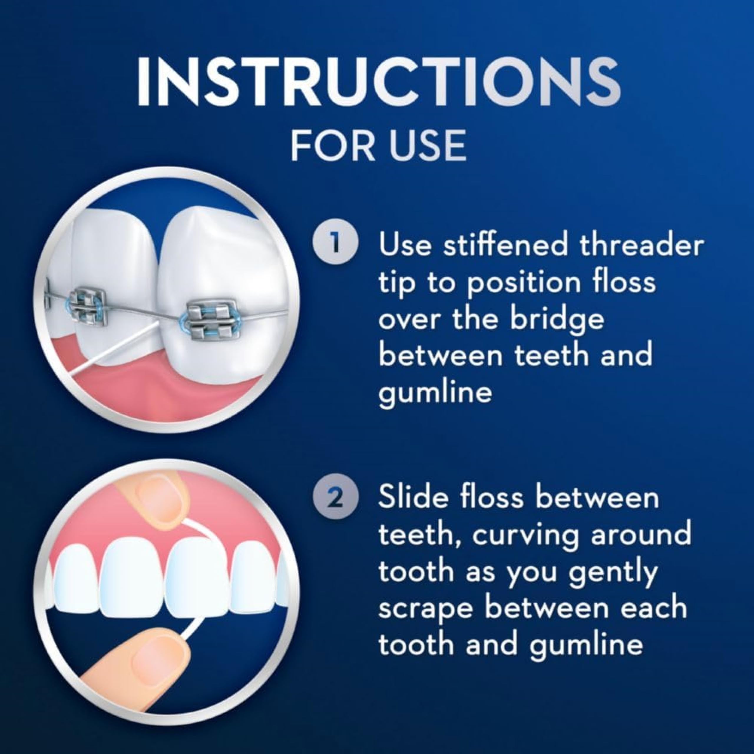 Oral-B Glide Threader Floss nylon threader provides controlled insertion around bridges.