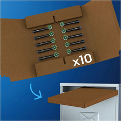 Deep interdental reach targets plaque between teeth for a cleaner mouth.