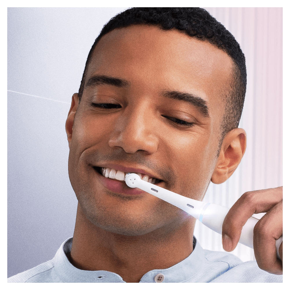Close-up of Oral-B iO Gentle Care bristles showing soft tips.