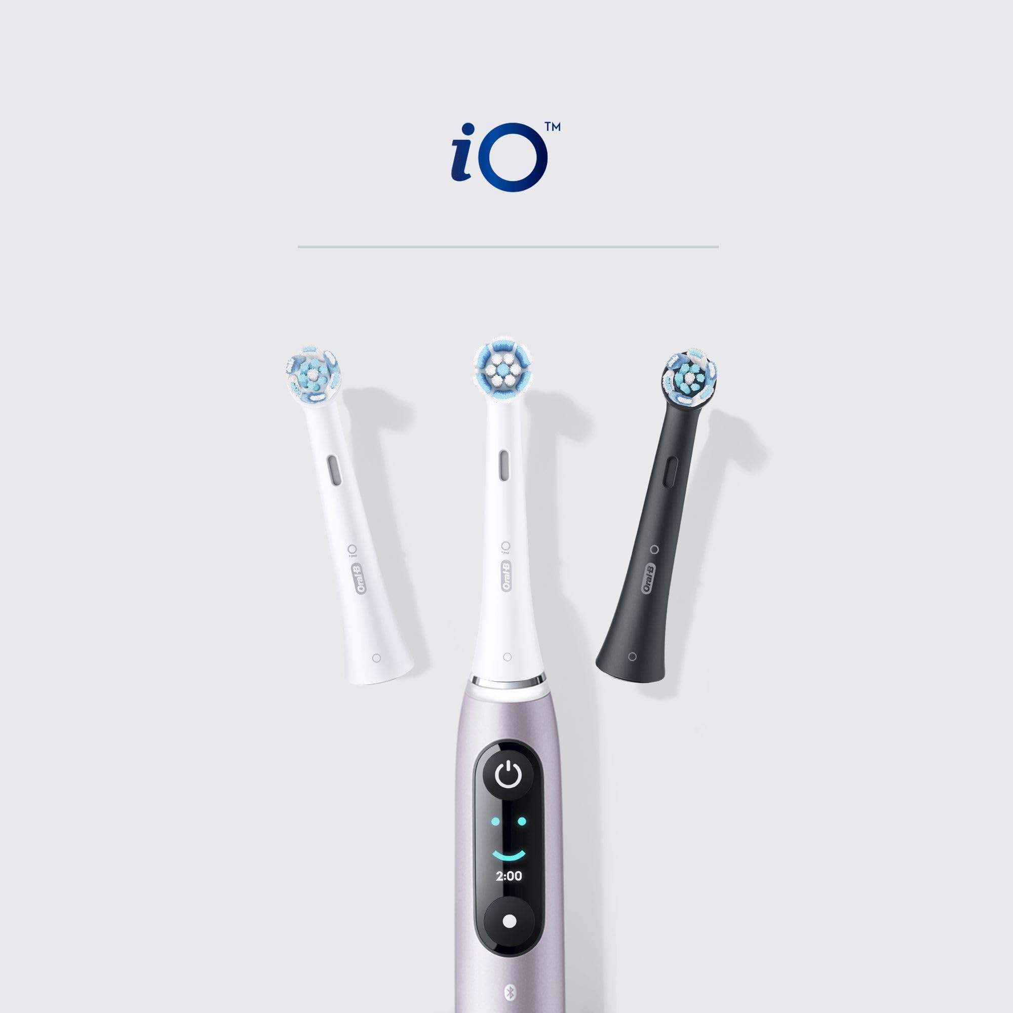 Oral-B iO Gentle Care heads illustrated for easy swaps.