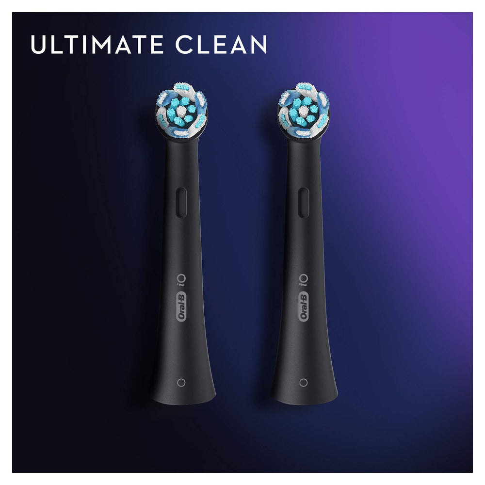 Oral-B iO Ultimate Clean head featuring angled bristles for thorough brushing