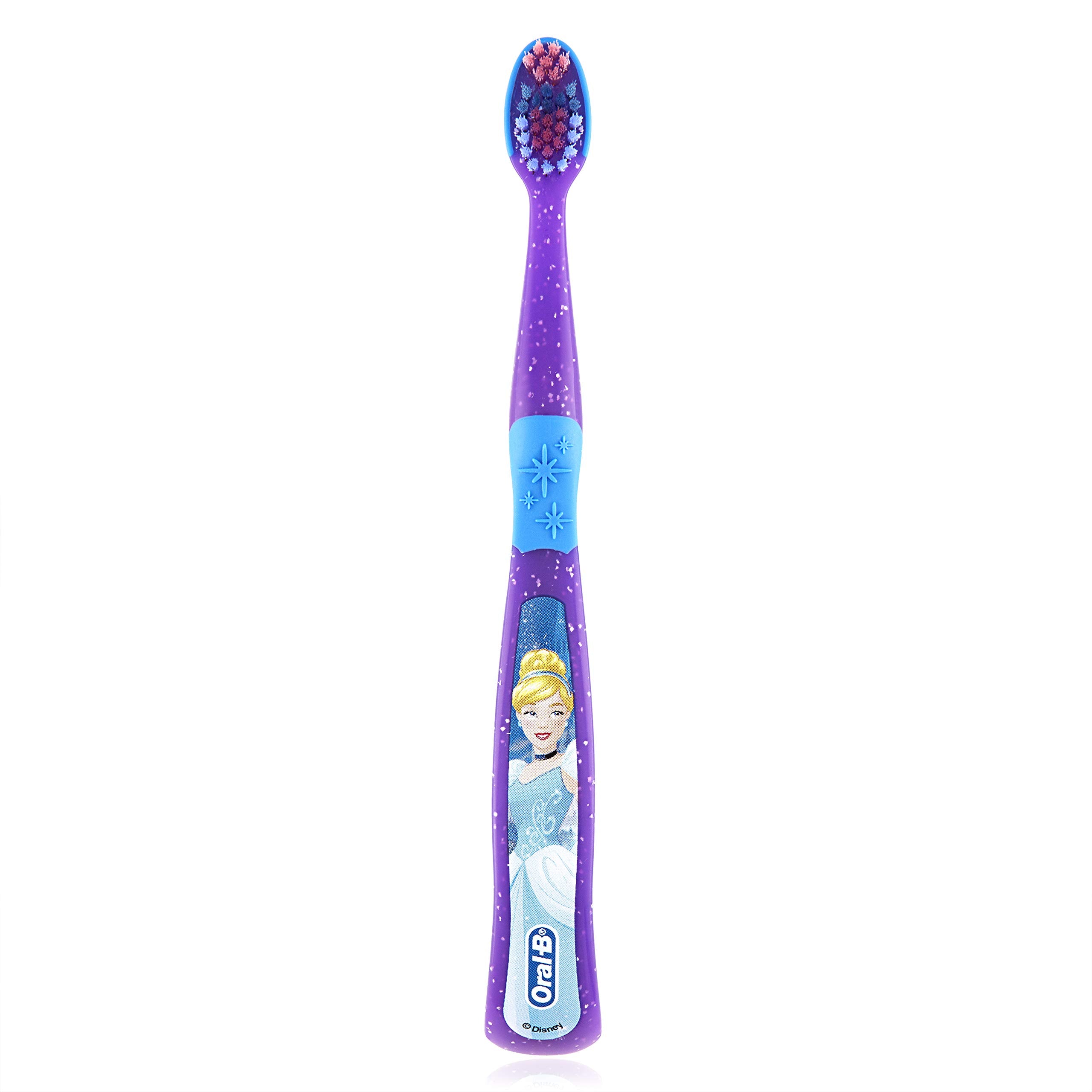 Oral-B kid-friendly handle design for small hands holding the princess brush.