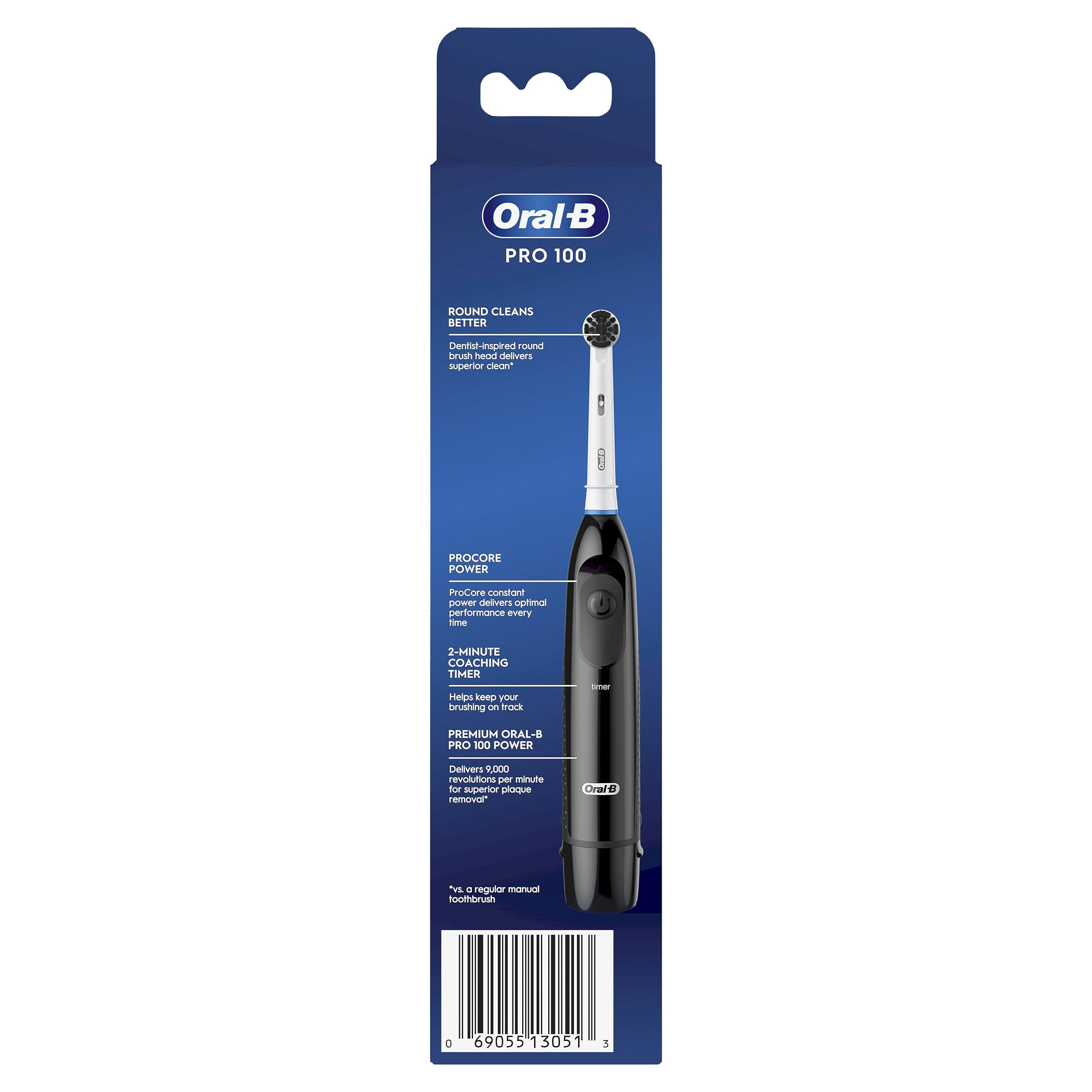Oral-B Pro 100 Charcoal battery included powering immediate use.