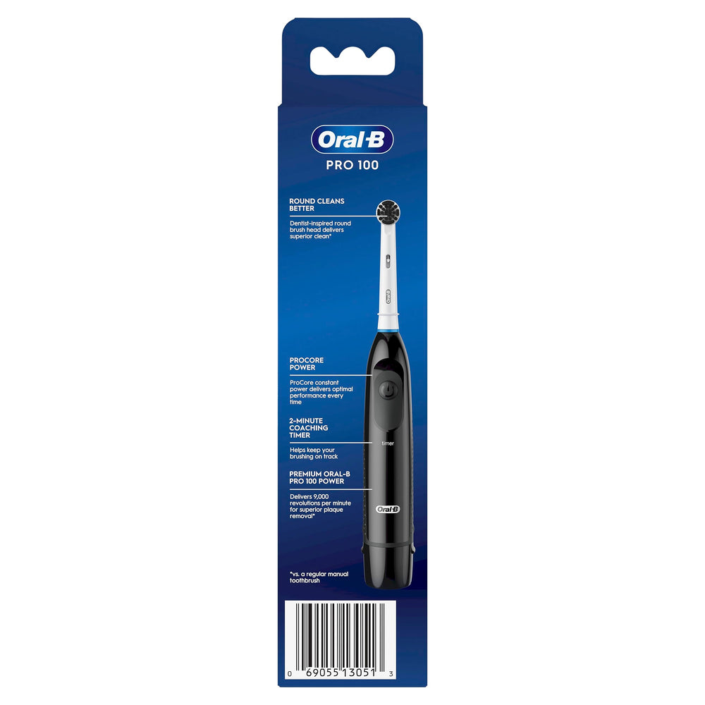 Oral-B Pro 100 Charcoal battery included powering immediate use.