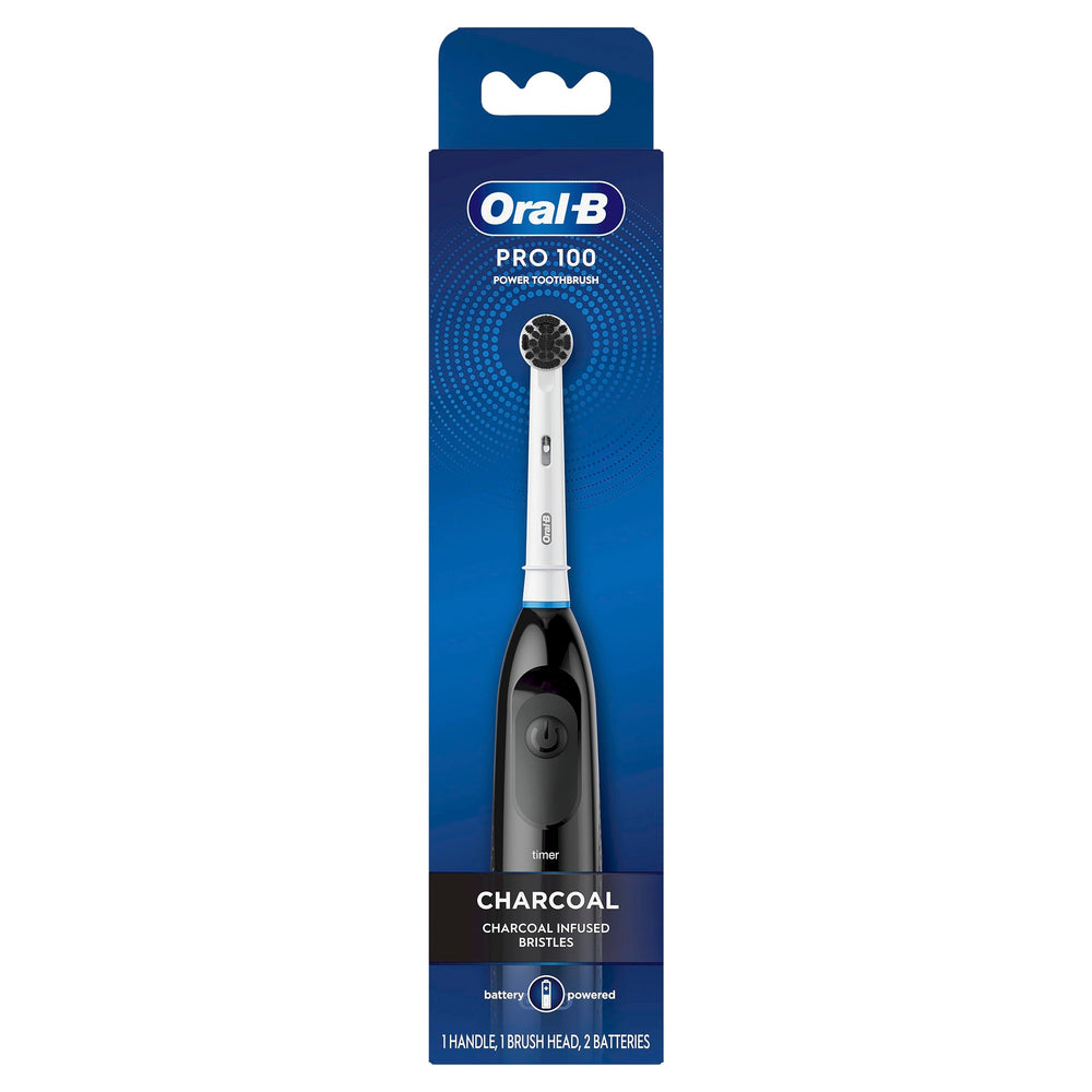 Oral-B Pro 100 Charcoal bristles close-up showing charcoal-infused fibers for gentle cleaning.