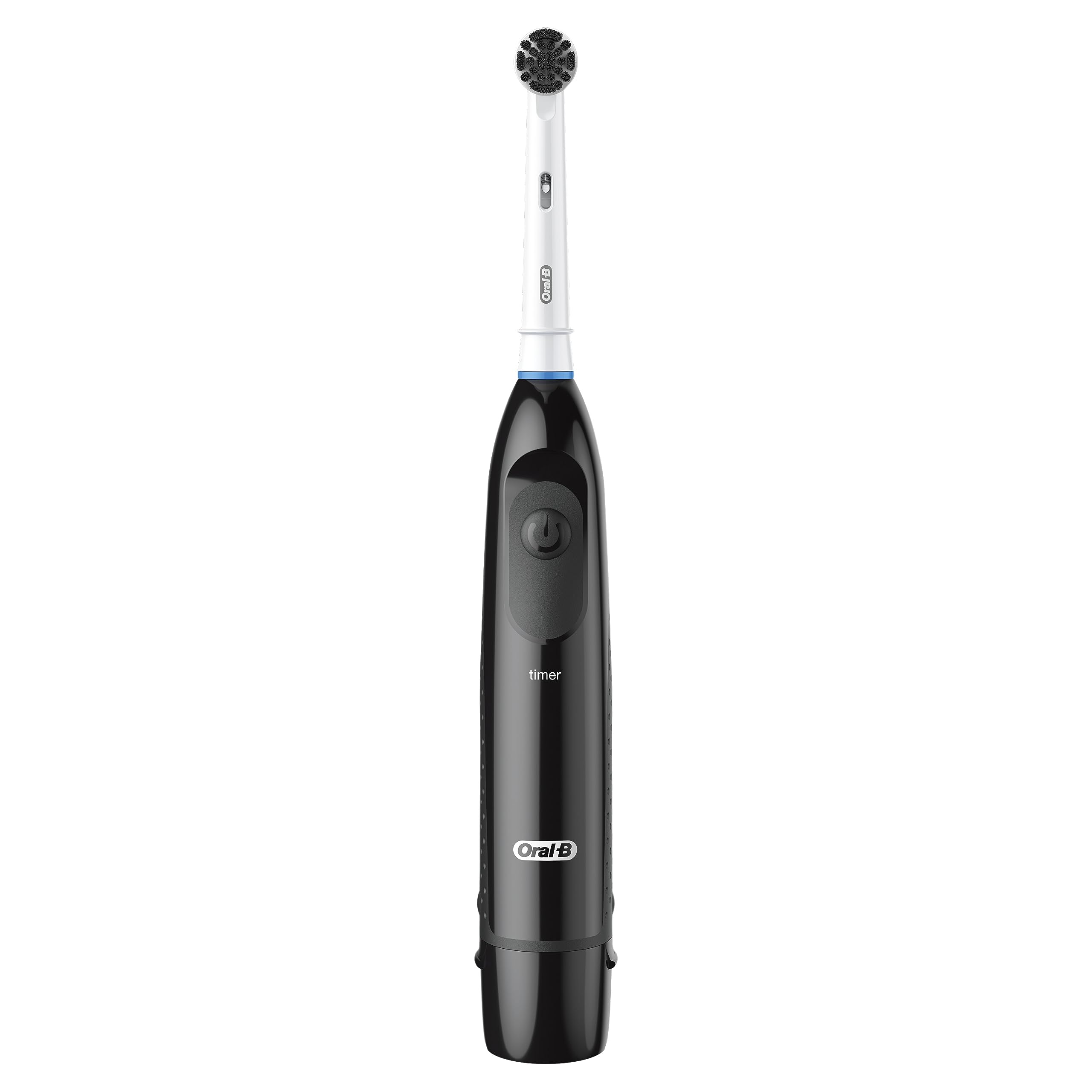 Oral-B Pro 100 Charcoal cup-shaped bristles demonstrate stain-removal potential on tea and coffee marks.