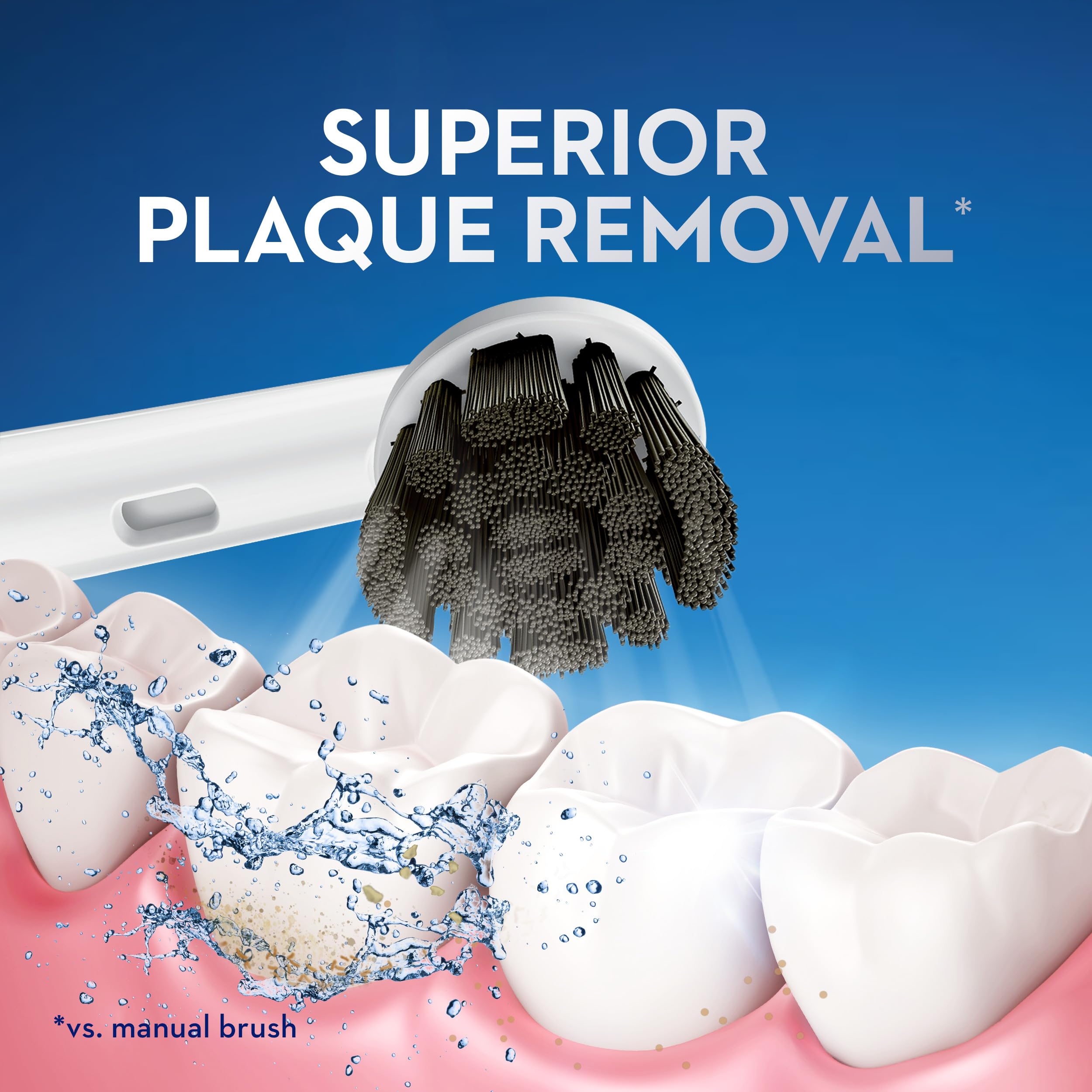 Ergonomic black handle design of Oral-B Pro 100 Charcoal for comfortable brushing.