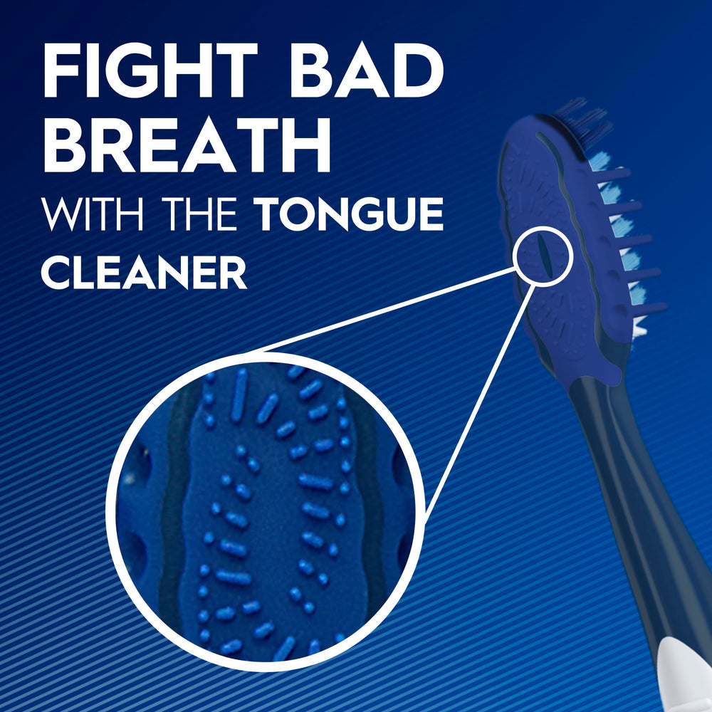 Oral-B Pro Clean CrossAction toothbrush gum-stimulation bristles gently massage gums.