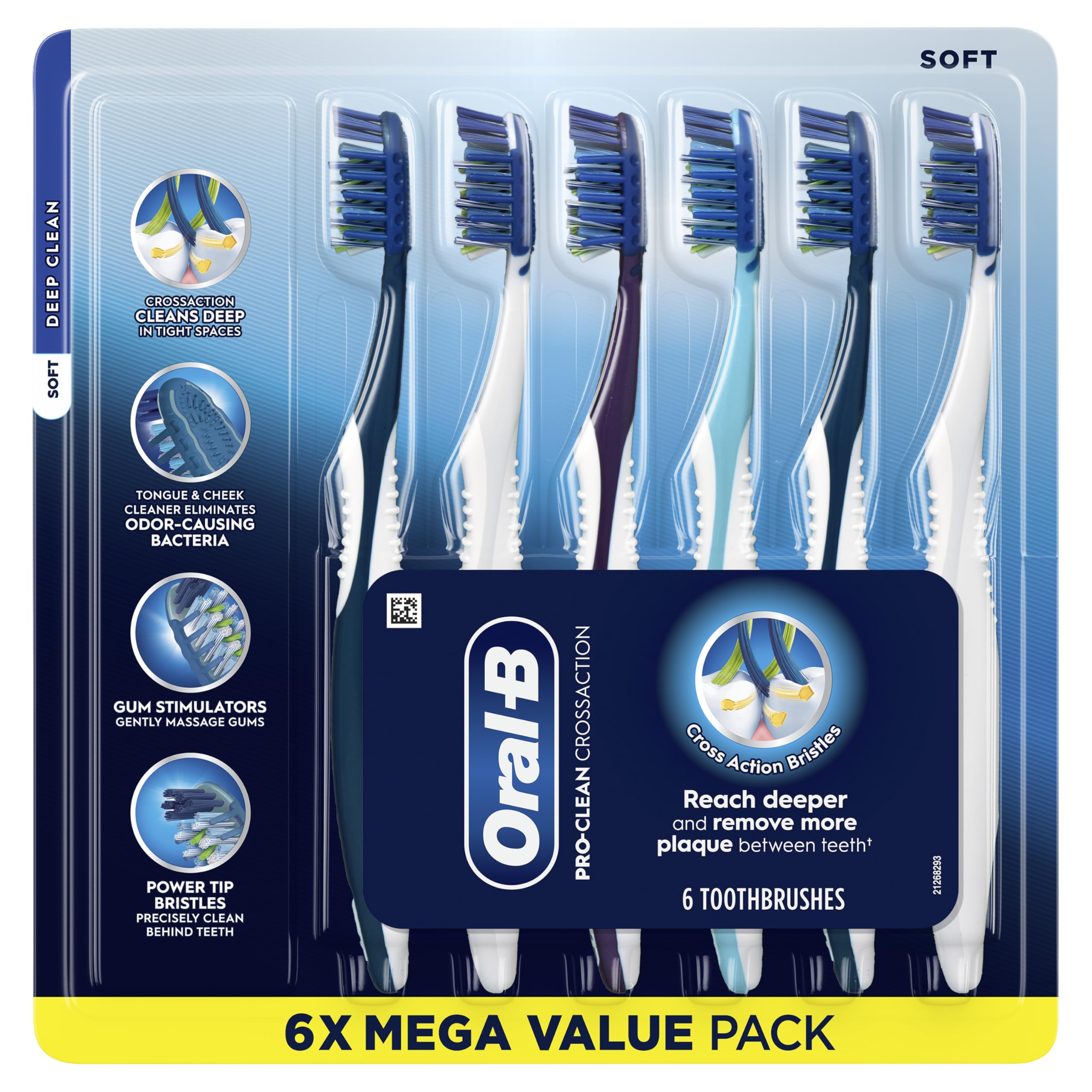 Oral-B Pro Clean CrossAction toothbrush pack multi-color for households.