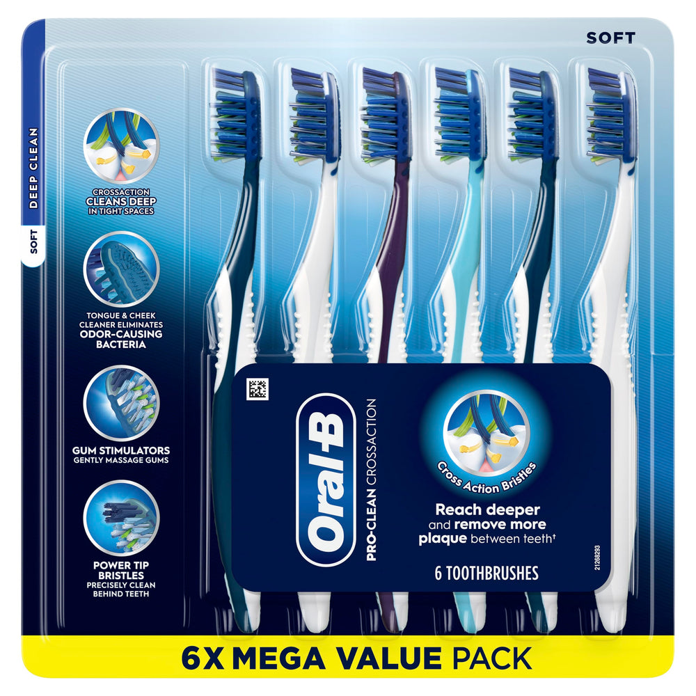 Oral-B Pro Clean CrossAction toothbrush pack multi-color for households.
